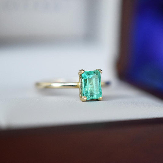 Emerald Yellow Gold Solitaire