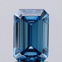 1.45ct Emerald Lab Grown Diamond (Colour Fancy Vivid Blue, Clarity VS1, IGI Certified)