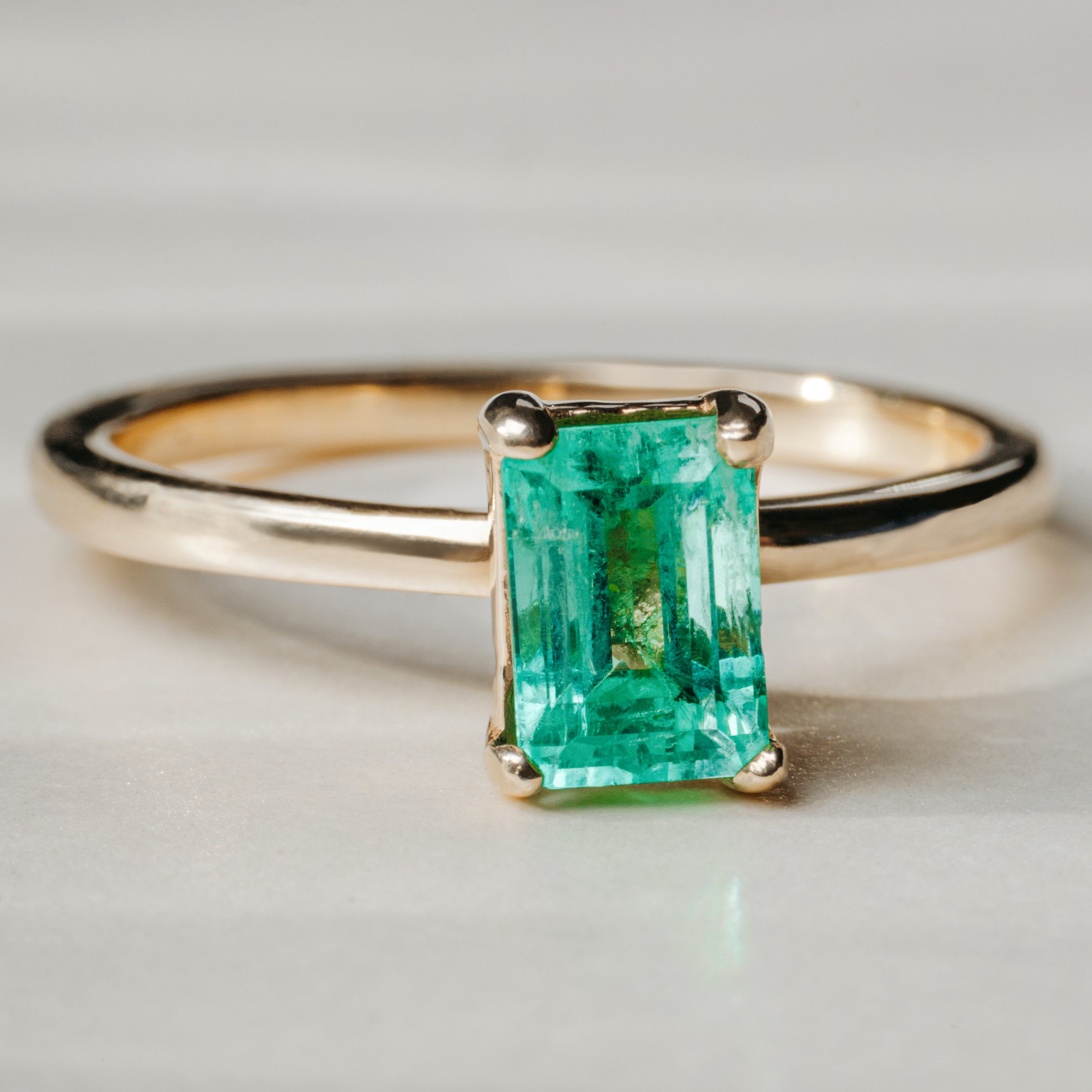 Anillo Solitario Anillo Diamante Corte Esmeralda Solitario Oval