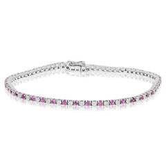 Evert Pink Sapphire & Diamond Tennis Bracelet 2 CTW