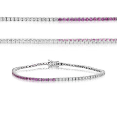 Evert Half Pink Sapphire & Diamond Tennis Bracelet 2.25 CTW