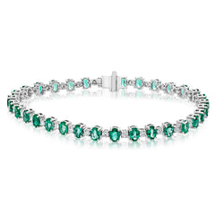 Oval Emerald & Diamond Bracelet