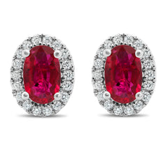 Ellipse Halo & Ruby Earrings