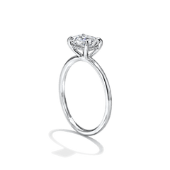 18K White Gold Platinum Solitaire Emerald Diamond Engagement Ring