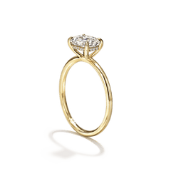 18K Yellow Gold Solitaire Emerald Diamond Engagement Ring