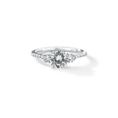 18K White Gold Platinum 3 Stone Diamond Pave Engagement Ring