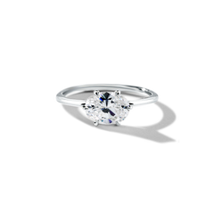 18K White Gold Platinum East West Oval Engagement Ring