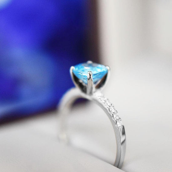 Blue Topaz Engagement Ring