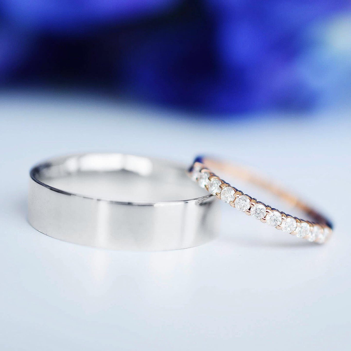 White & Rose Gold Bands