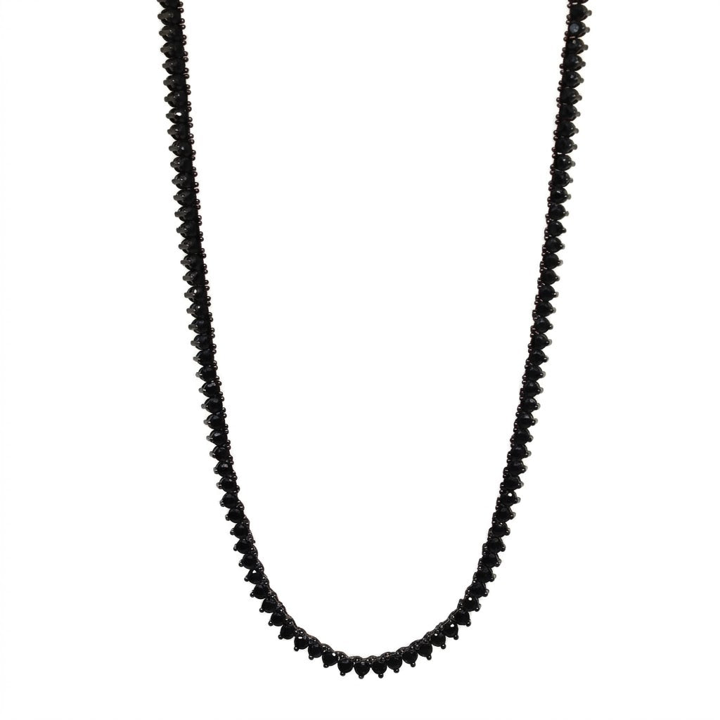 Evert 7.5 CTW Black Diamond Tennis Necklace (Collar Tennis con Diamante Negro)