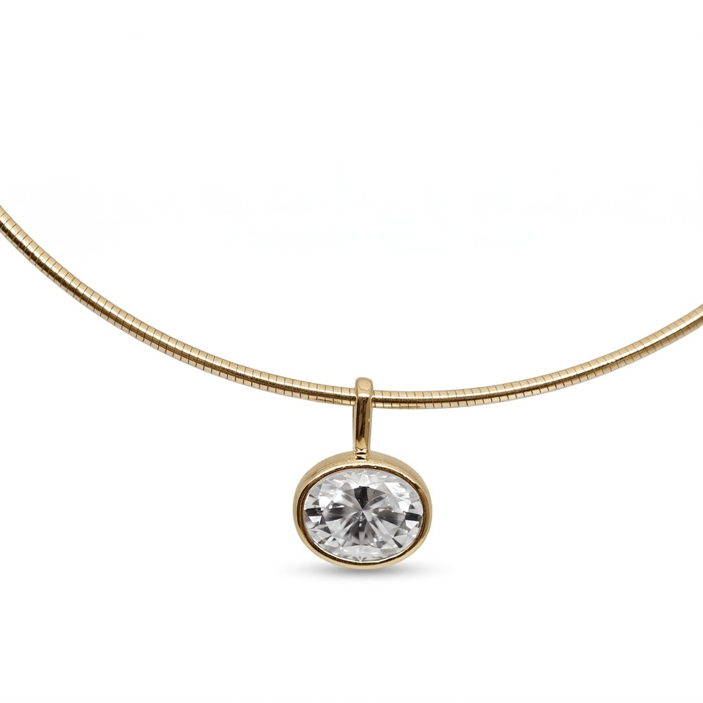 East West Bezel 2CTW Oval Labgrown Diamond Pendant (Dije Oval 2 CTW Diamante Labgrown)