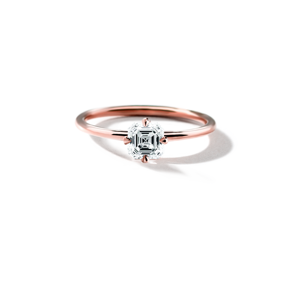 18K Rose Gold Asscher Engagement Ring