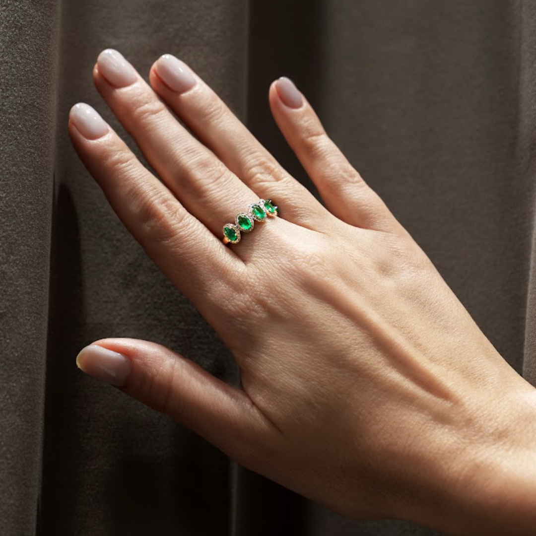 Nebula Emerald & Diamond Ring