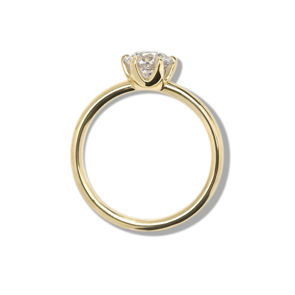 18K Yellow Gold Chispa Round Engagement Ring