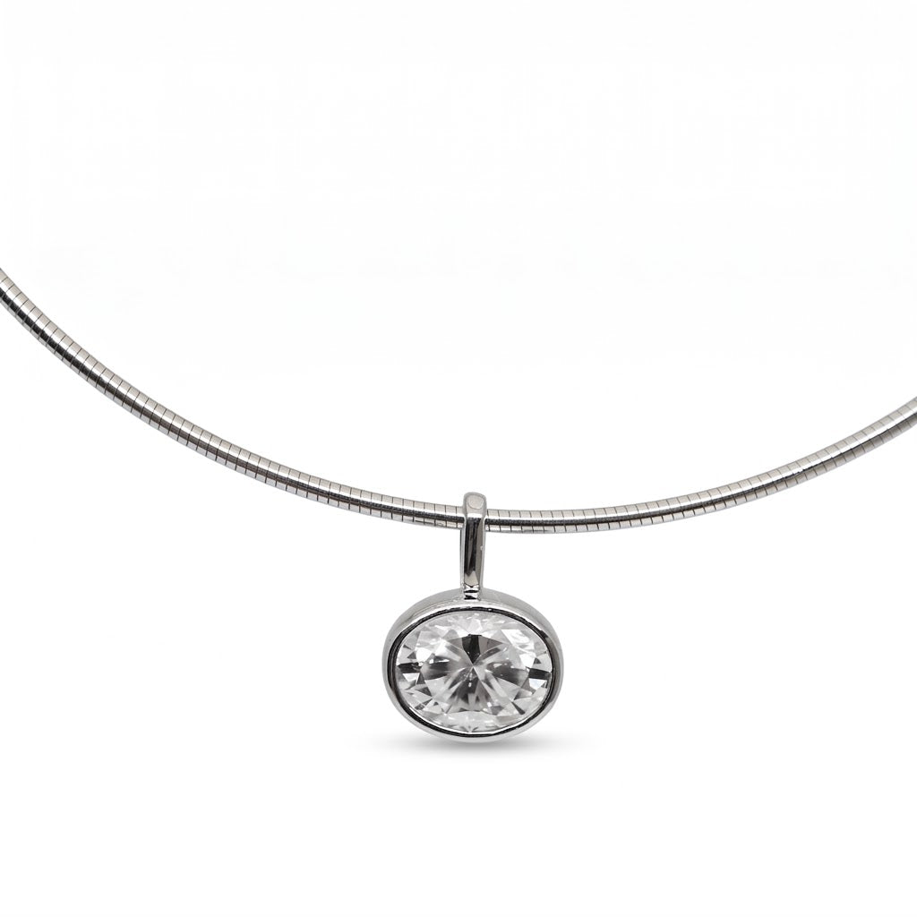 East West Bezel 2CTW Oval Labgrown Diamond Pendant (Dije Oval 2 CTW Diamante Labgrown)