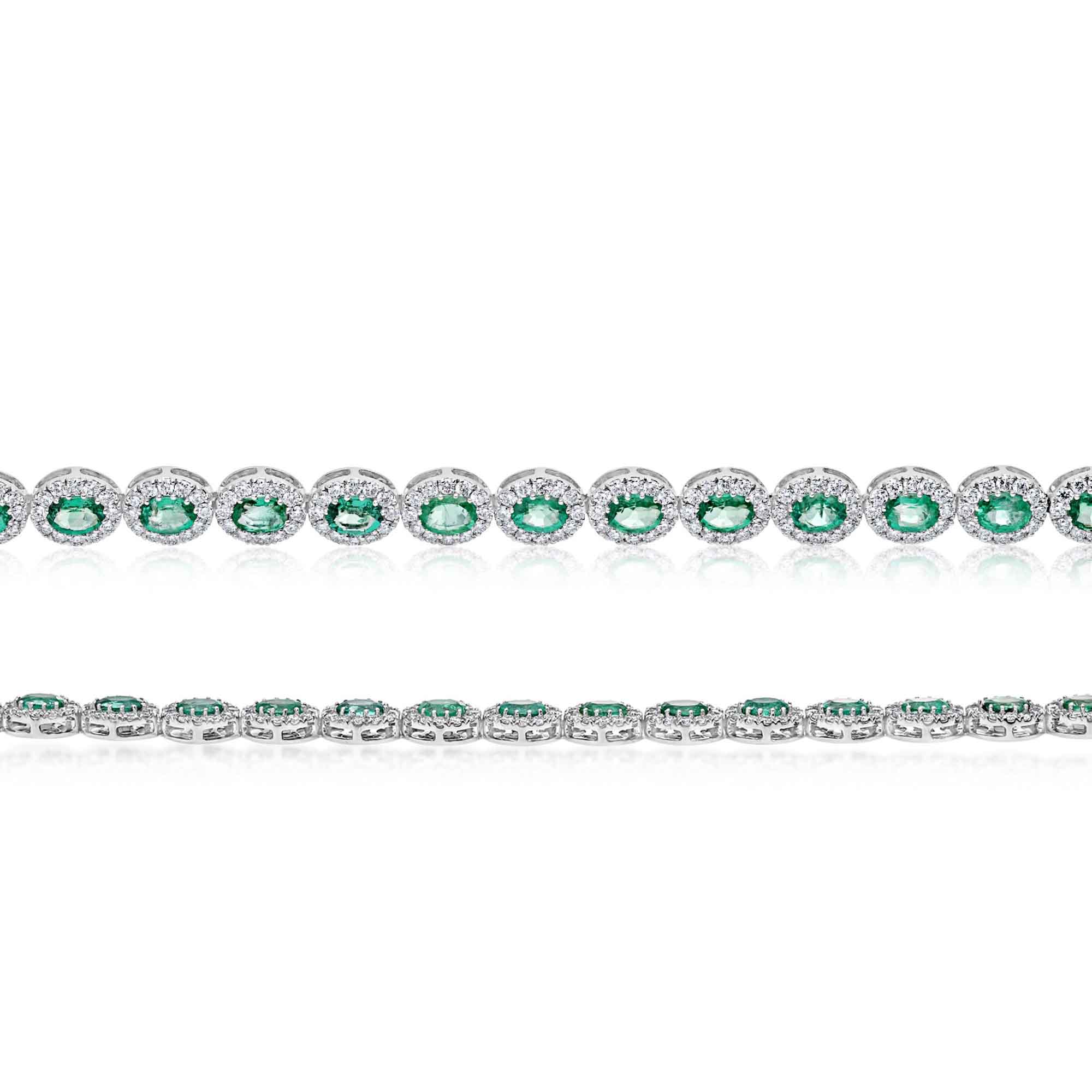 Ellipse Oval Emerald & Diamond Bracelet