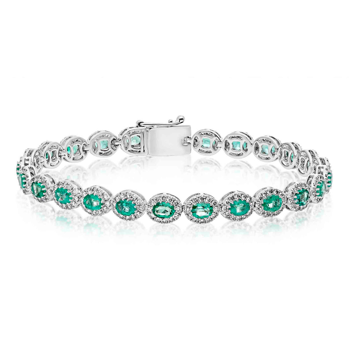 Ellipse Oval Emerald & Diamond Bracelet