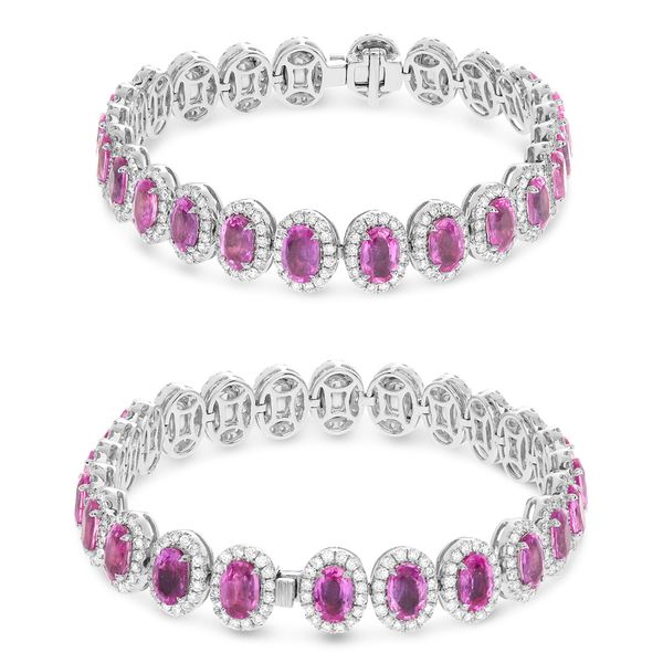 Ellipse Oval Pink Sapphire & Diamond Bracelet