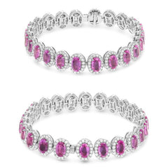 Ellipse Oval Pink Sapphire & Diamond Bracelet