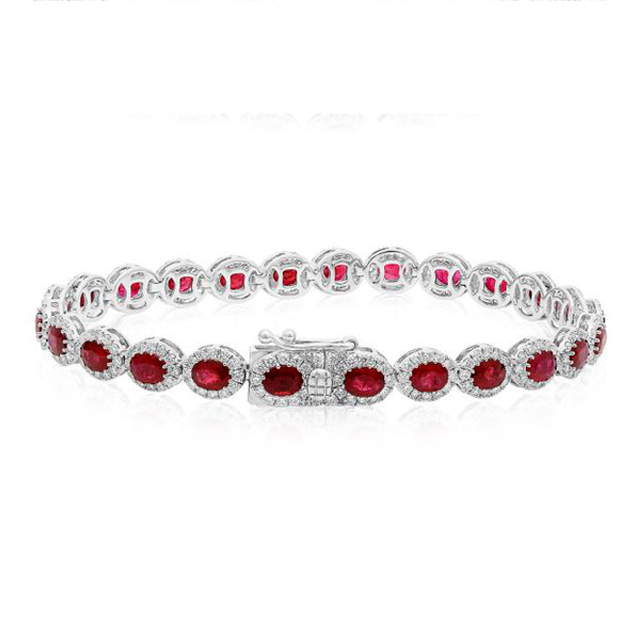 Ellipse Oval Ruby & Diamond Bracelet