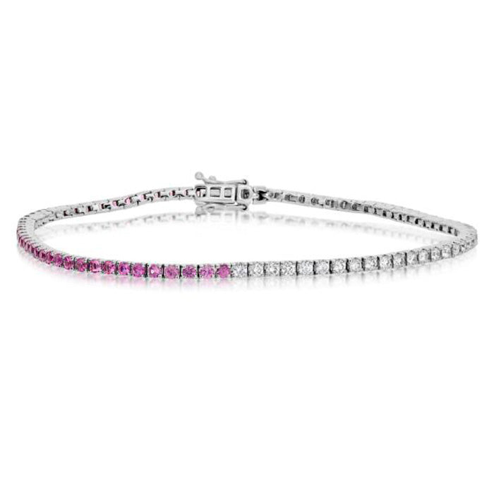 Evert Pink Sapphire & Diamond Tennis Bracelet 2.25 CTW