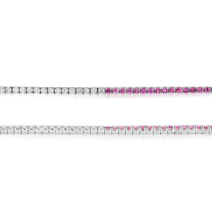 Evert Pink Sapphire & Diamond Tennis Bracelet 2.25 CTW