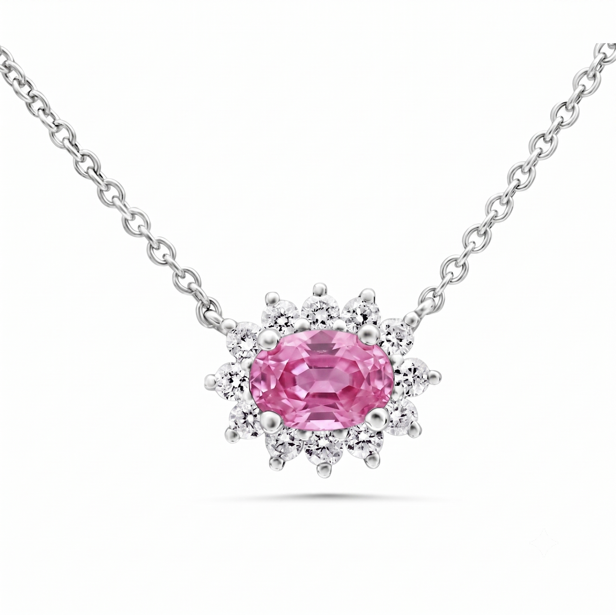 Vivide Pink Sapphire & Diamond Necklace (Collar Zafiro Rosa)