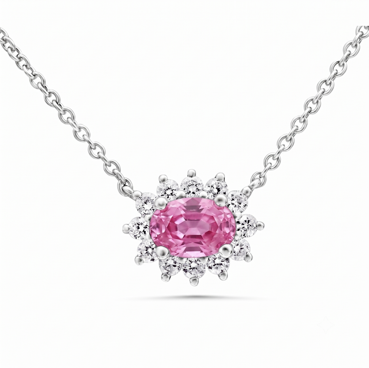 Vivide Pink Sapphire & Diamond Necklace (Collar Zafiro Rosa)