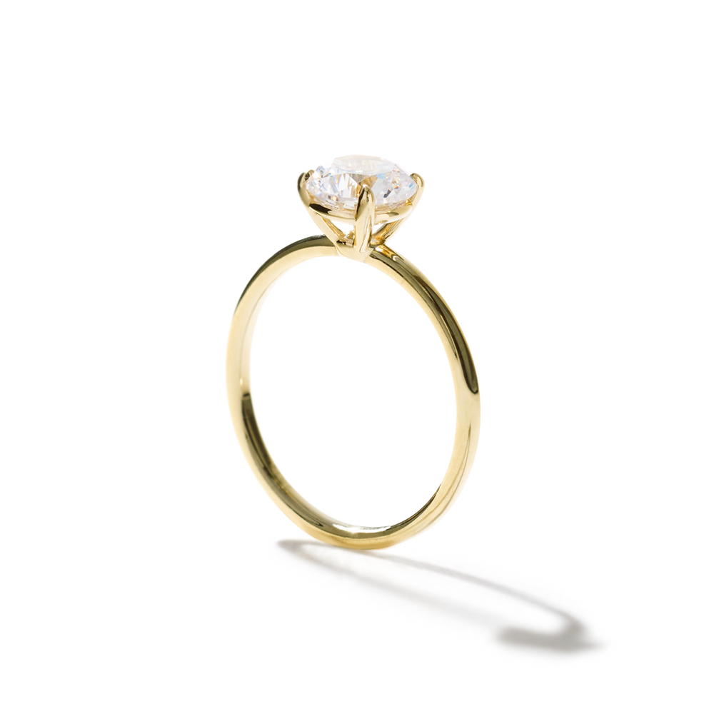 18K Yellow Gold Round Diamond Engagement Ring