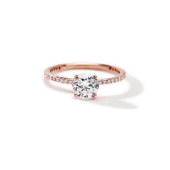 18K Rose Gold Round Pave Solitaire Engagement Ring