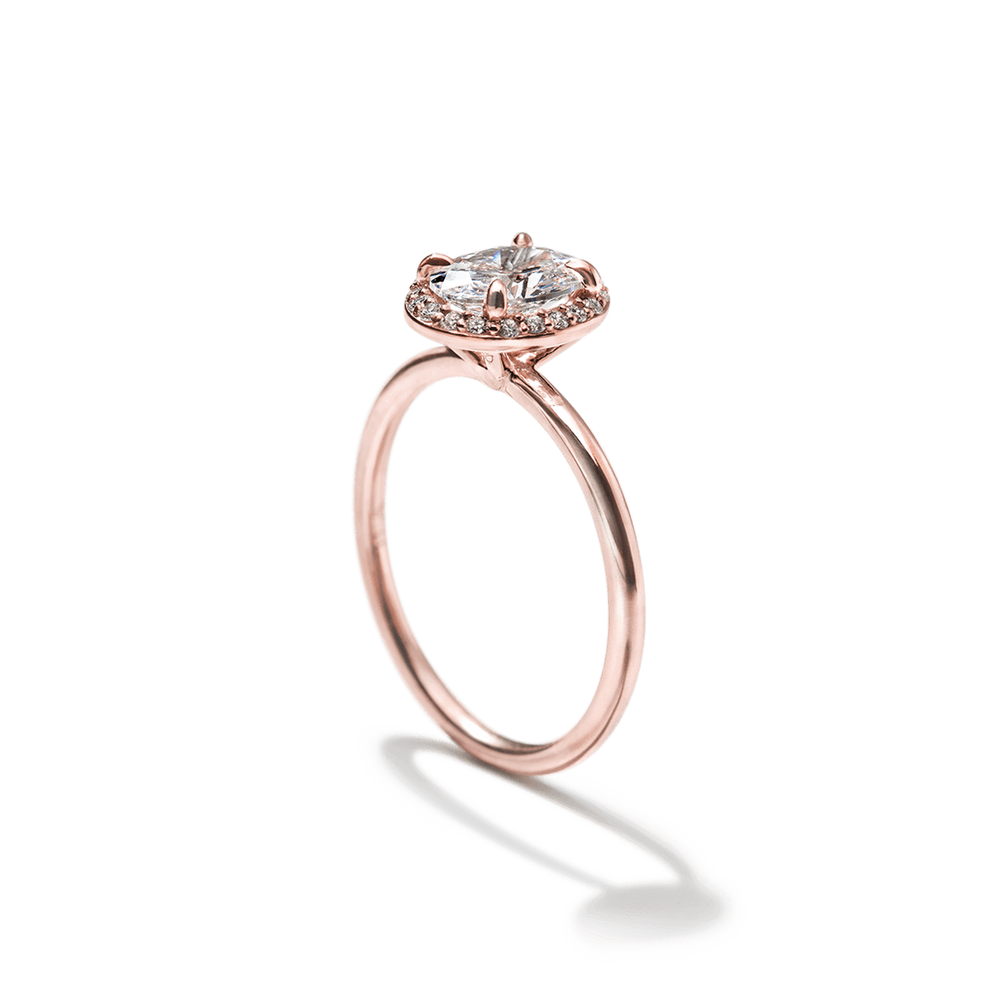 18K Rose Gold Oval Halo Engagement Ring