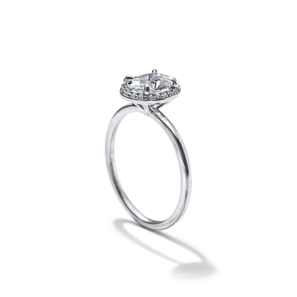 18K White Gold Platinum Oval Halo Engagement Ring