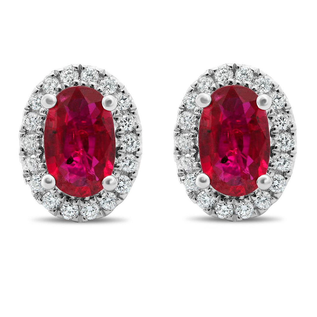 Ellipse Halo & Ruby Earrings