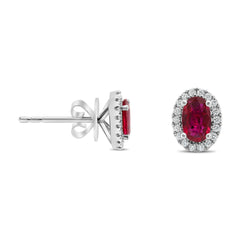 Ellipse Halo & Ruby Earrings