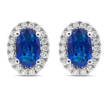 Ellipse Halo & Sapphire Earrings