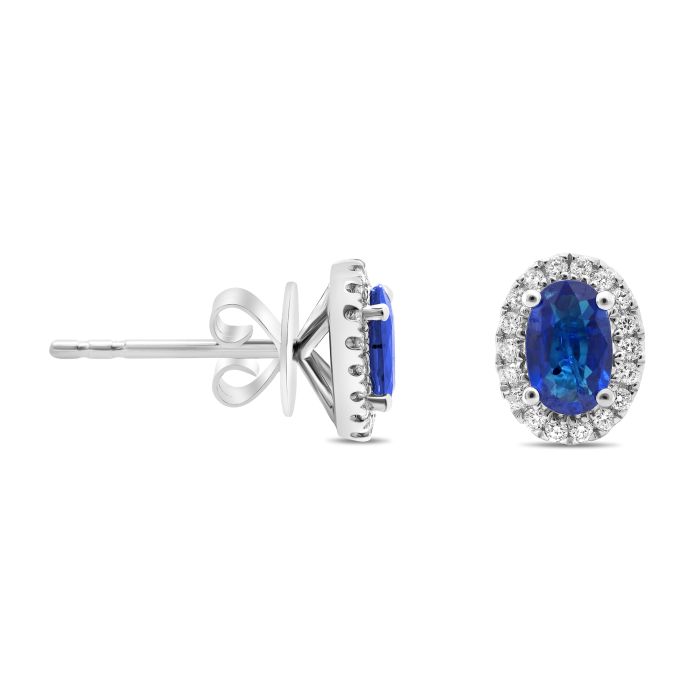 Ellipse Halo & Sapphire Earrings