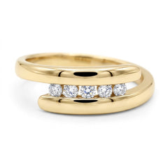 Vague Anillo Ola Tensión 5 Diamantes Naturales (0.25 CTW)