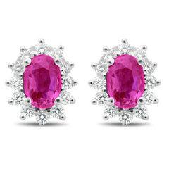 Vivide Halo Pink Sapphire Earrings