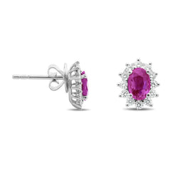 Vivide Halo Pink Sapphire Earrings