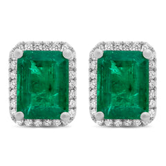 Voyage Halo Emerald Earrings