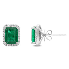 Voyage Halo Emerald Earrings