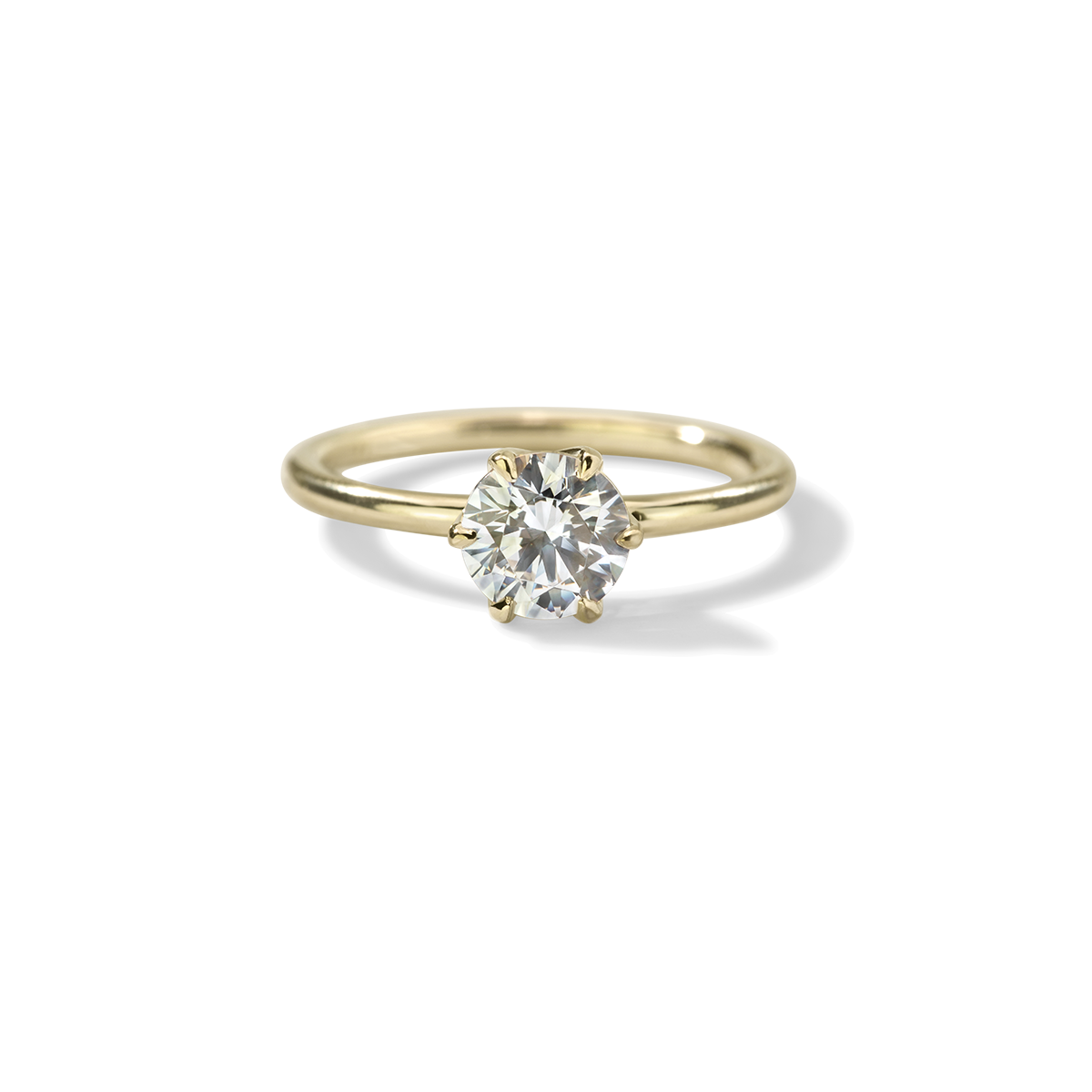 18K Yellow Gold Chispa Round Engagement Ring