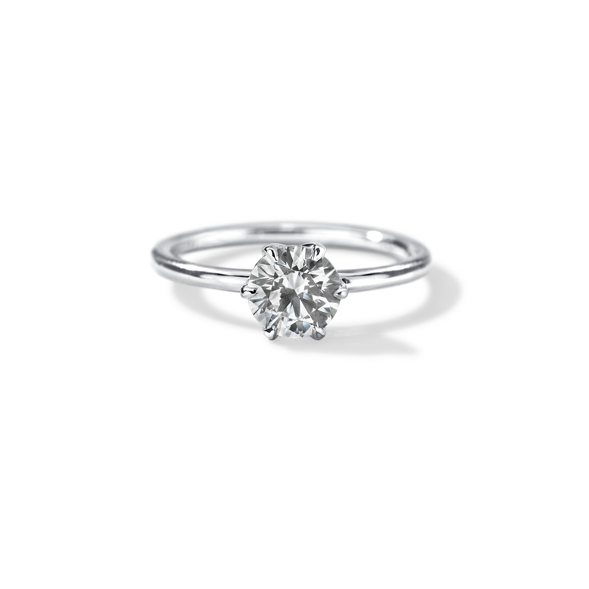 18K White Gold Platinum Chispa Round Engagement Ring