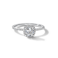 18K White Gold Platinum Cushion