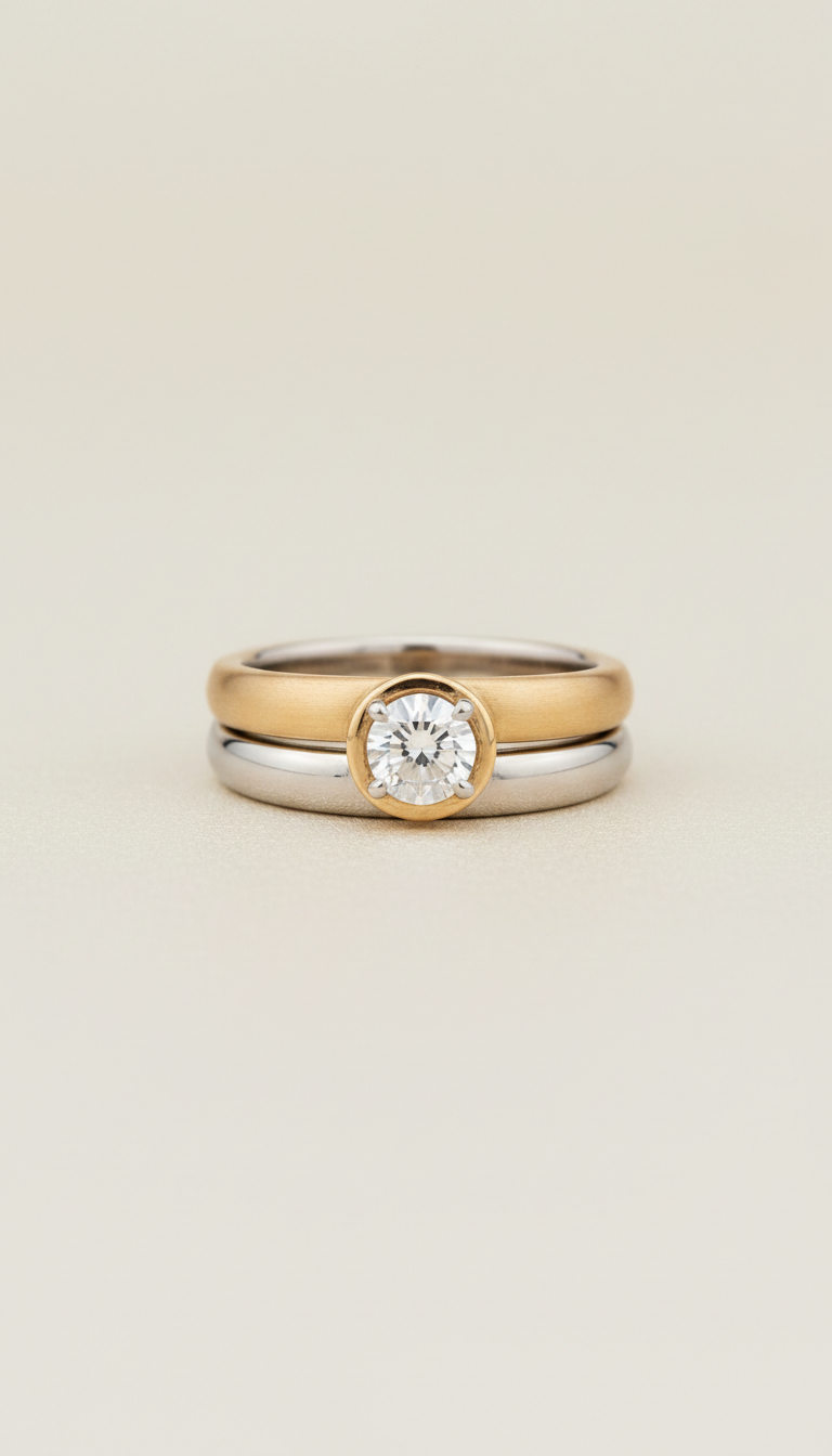 Anillo media alianza diamantes pavé