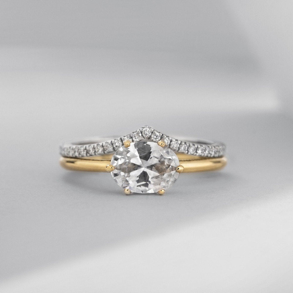18K Yellow Gold Oona Oval East West Hidden Halo Engagement Ring