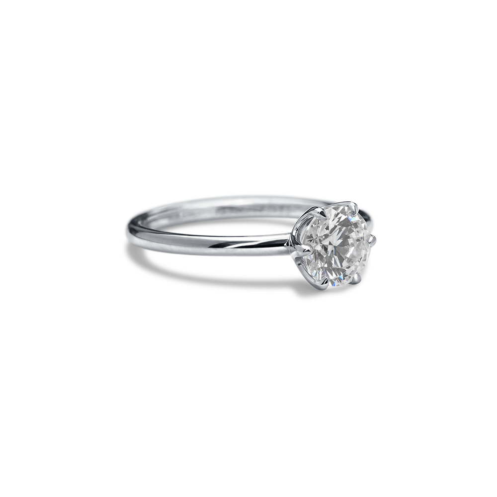 18K White Gold Platinum Chispa Round Engagement Ring
