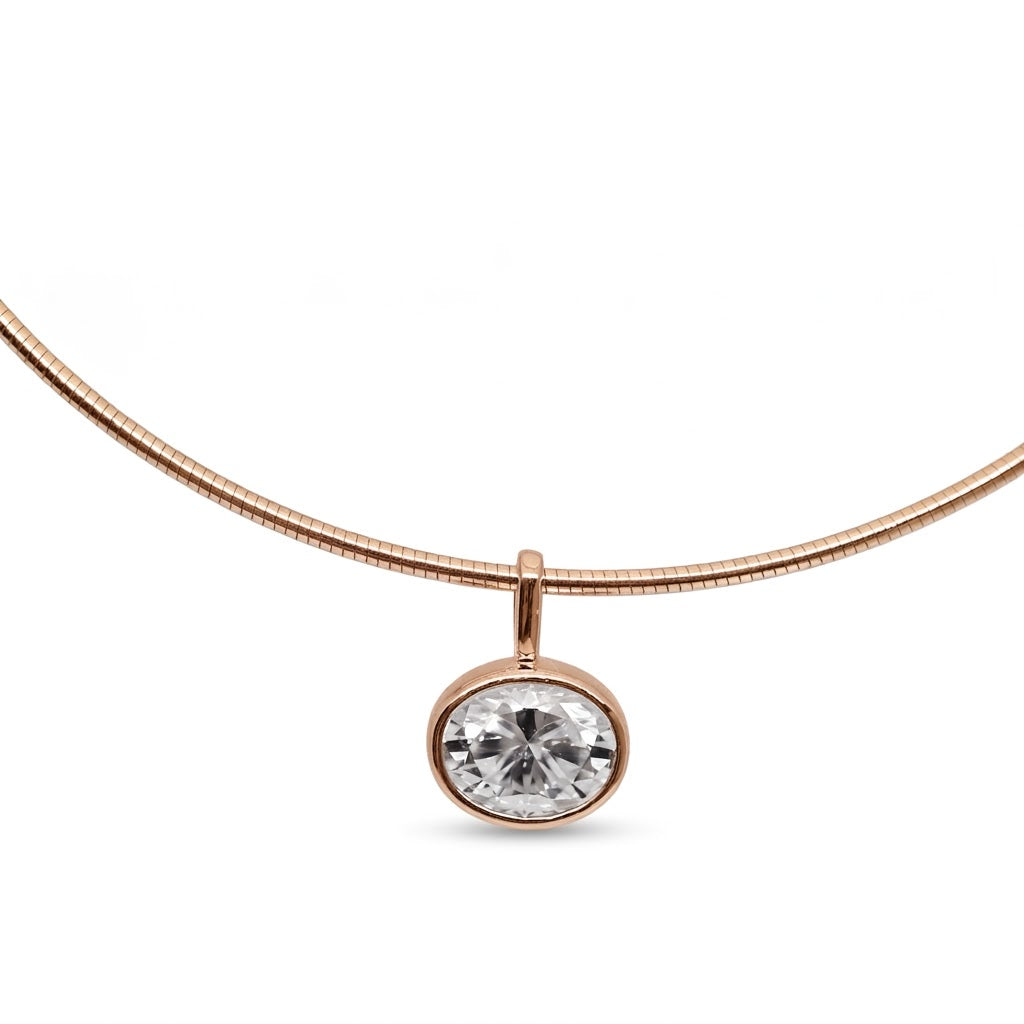 East West Bezel 2CTW Oval Labgrown Diamond Pendant (Dije Oval 2 CTW Diamante Labgrown)